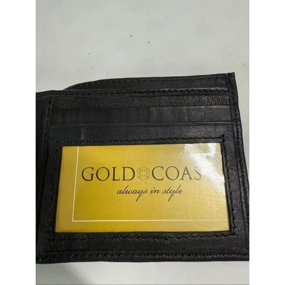 Men’s Leather Bifold Wallet ID / Credit Cards Slots Black See Description